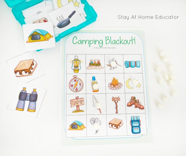 Here's a fun camping vocabulary printable activity for preschoolers. Have fun with Bingo.