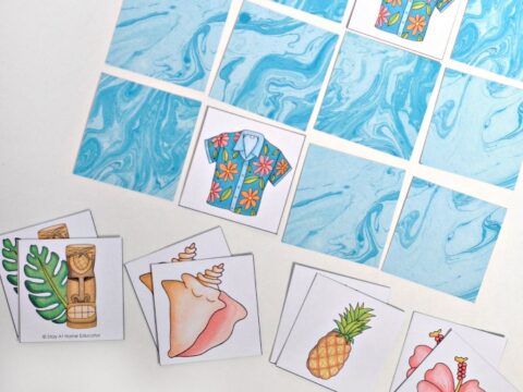 Tropical Themed Printable Learning Games For Preschoolers. These games are a great way to play and learn all at the same time this summer.
