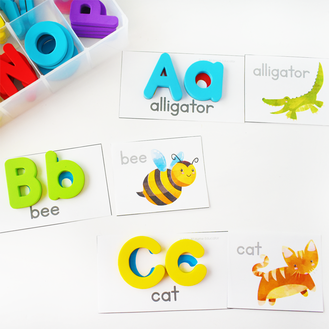 animal alphabet puzzles - a is for alligator, b is for bee, c is for cat