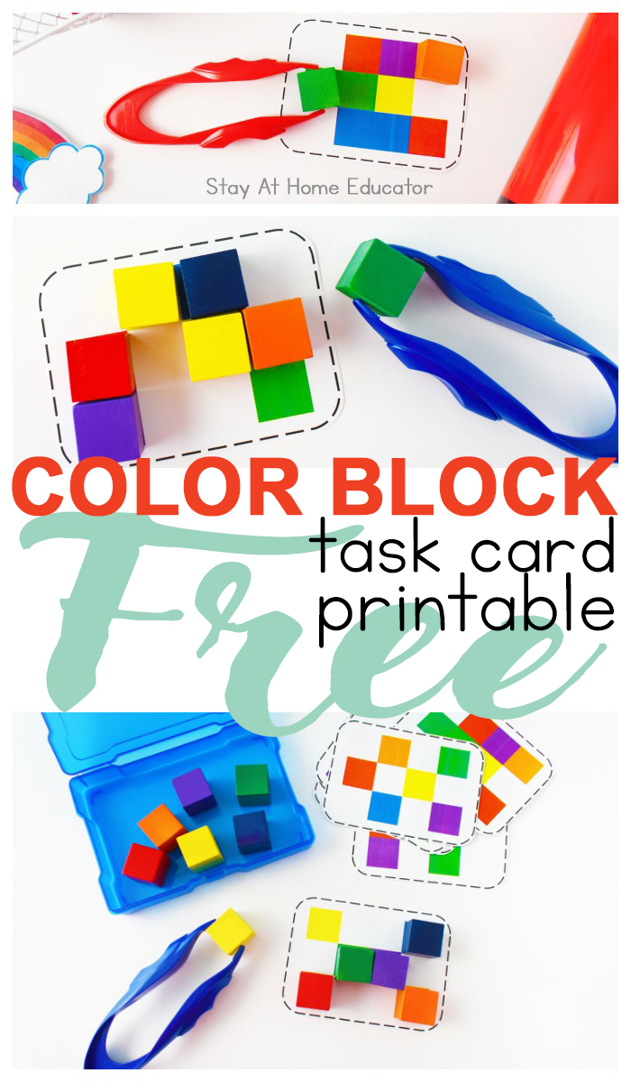 free task card printable for colored blocks