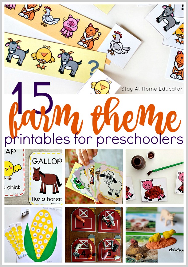 " There are so many great farm themed activities for preschoolers and so many different ways to bring the farm right into our lessons. Today I'm sharing 15 of my favorite farm themed free printables to get your child's creative juices flowing!"