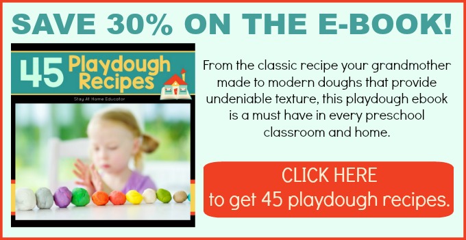 get 30% off this playdough recipe e-book featuring 45+ homemade playdough recipes