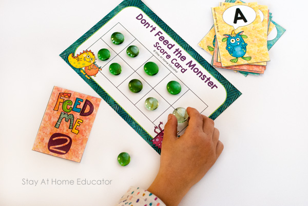 This monster alphabet game also includes one-to-one correspondence practice