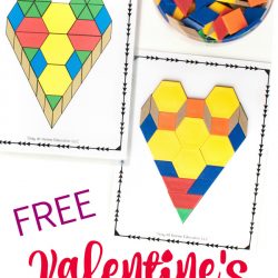 heart-shaped pattern block mats with various shape puzzles | Valentine's math activities | Valentine's Day math | pattern block activities |