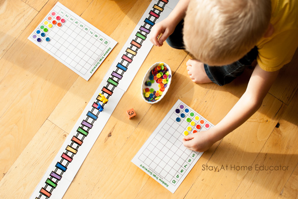 Rainbow train preschool counting game with free printable