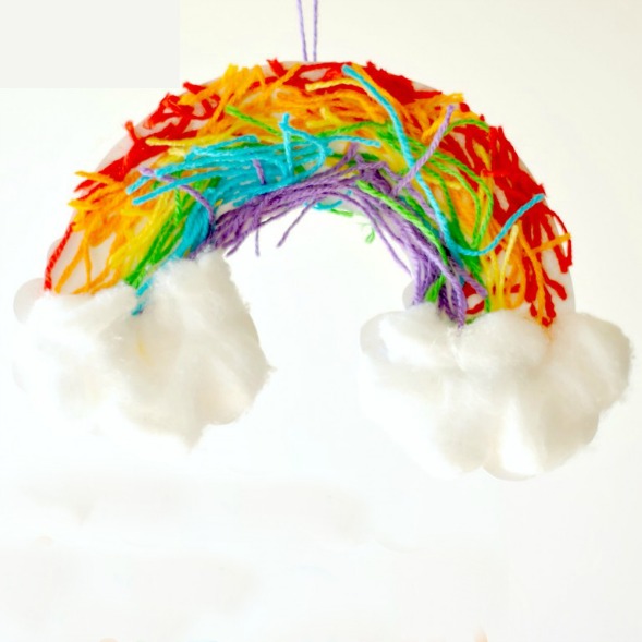 preschool snipped yarn rainbow craft
