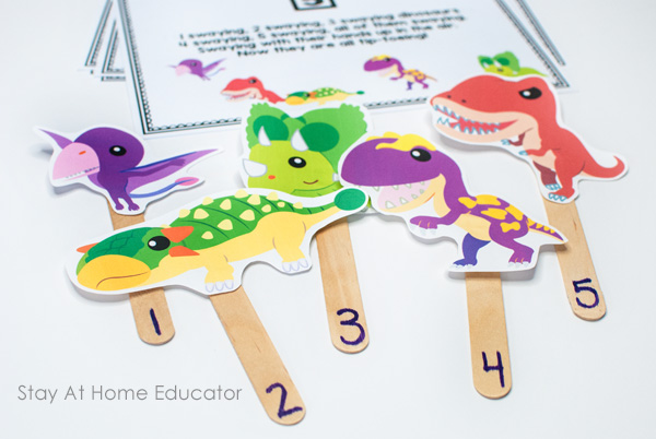 Numbered puppets for 10 Little Dinosaurs Song