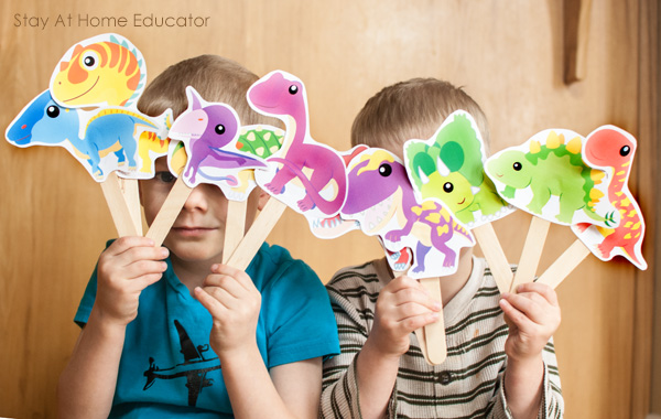 Printable dinosaur puppets for 10 Little Dinosaurs song