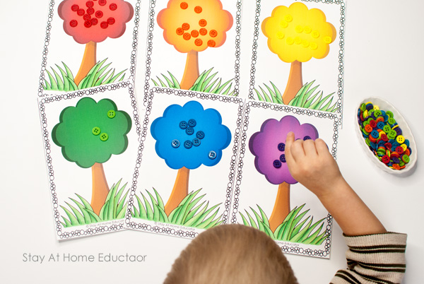 Color sorting activity for preschoolers