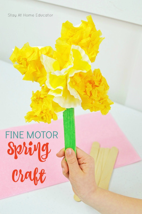 This daffodil spring craft for preschoolers works on developing fine motor skills