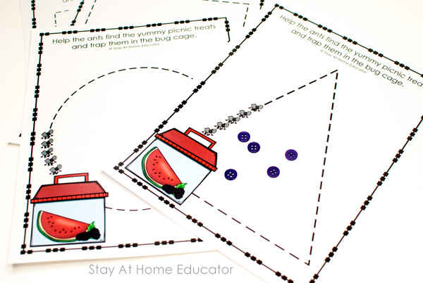 shape tracing mats for spring theme or insects theme in preschool including free printable