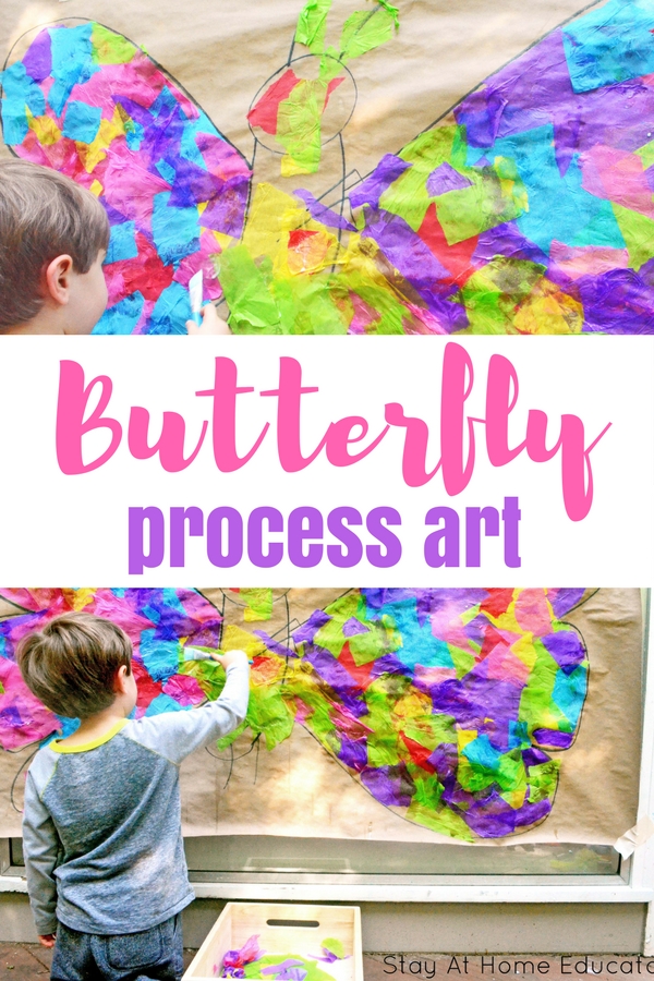 BIG butterfly collage art for kids to enjoy this spring - spring crafts for kids, spring art activities for preschoolers