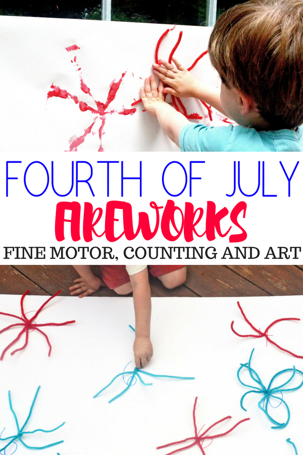 4th of July process art activity using pipe cleaners and paint
