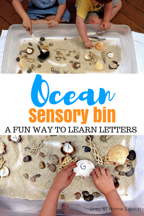 Use an ocean sensory bin as a name recognition activity this summer