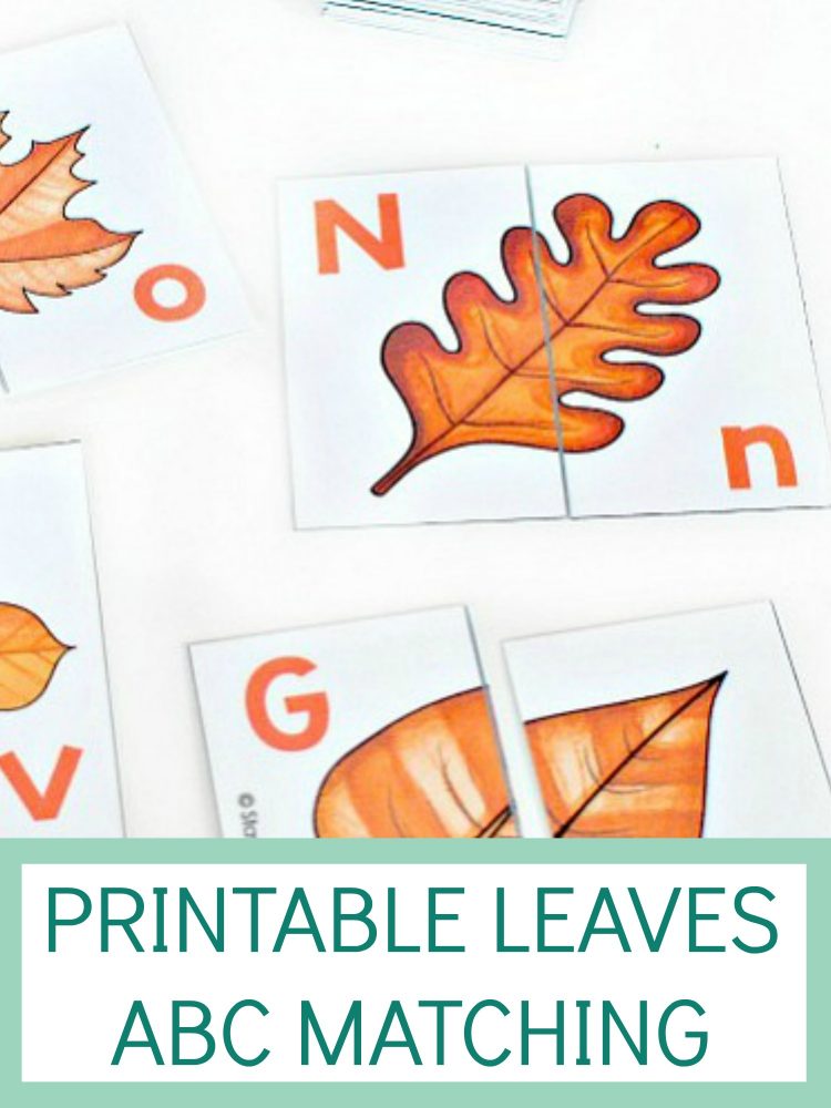 printable leaves ABC matching for preschool