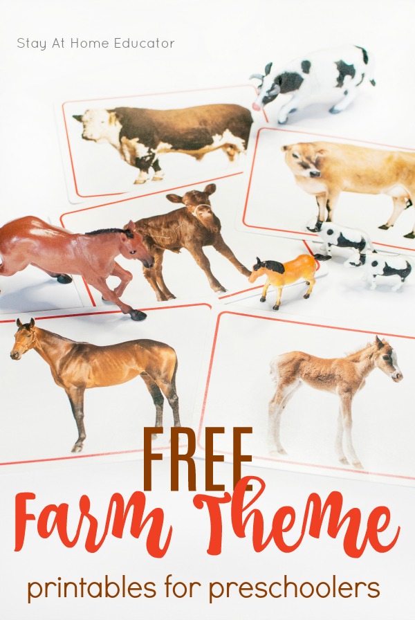 free farm animal printables for a preschool farm theme