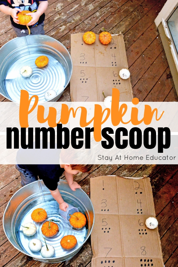Pumpkin number scoop - a fun pumpkin math game for fall