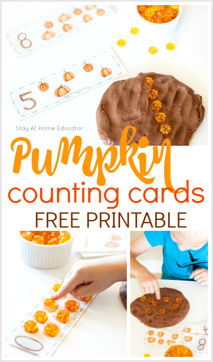 Free pumpkin counting cards and fall playdough activity
