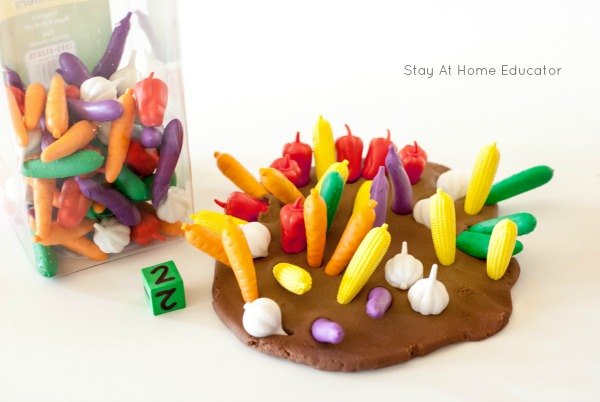 Use vegetable counters and playdough to teach healthy eating to kids