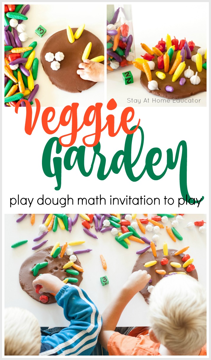 Teach healthy eating to kids with a veggie garden playdough invitation