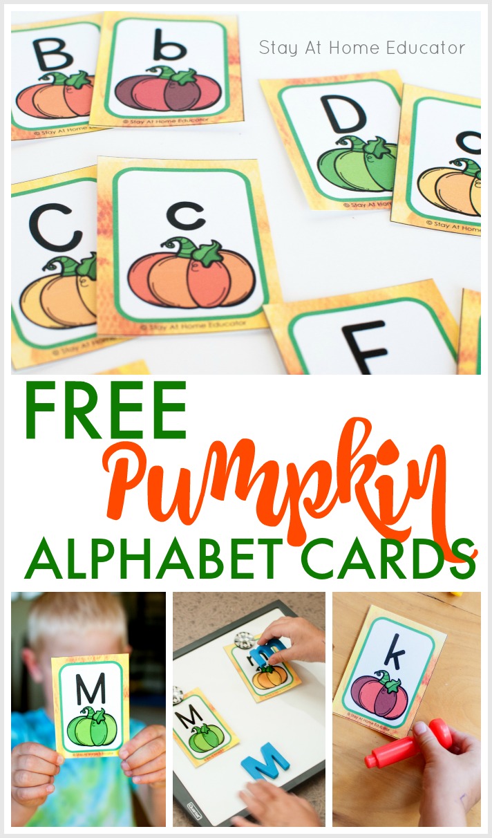 Free printable pumpkin alphabet cards for preschool