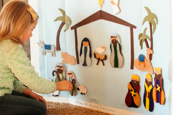 Christmas Literacy Activities for Preschoolers - Nativity felt board