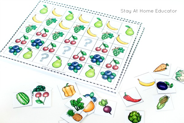 Pattern mats for preschool food and nutrition theme