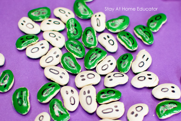 Halloween Counting Activities for Preschoolers with Lima beans