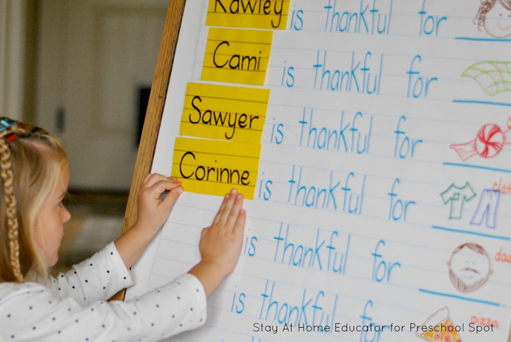 Thanksgiving literacy activities for preschoolers - predictable chart