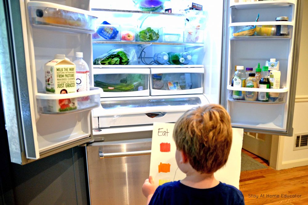 child using an eat the rainbow chart - teach healthy eating habits