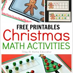 Christmas Math Activities for Preschoolers collage image | collage pictures 5 Christmas math activities including numbers and shapes |