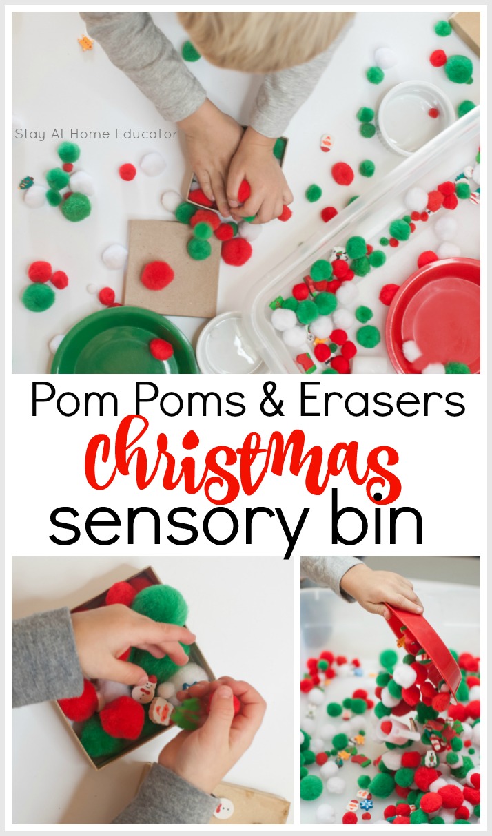 Fun and simple Christmas sensory bin for preschoolers