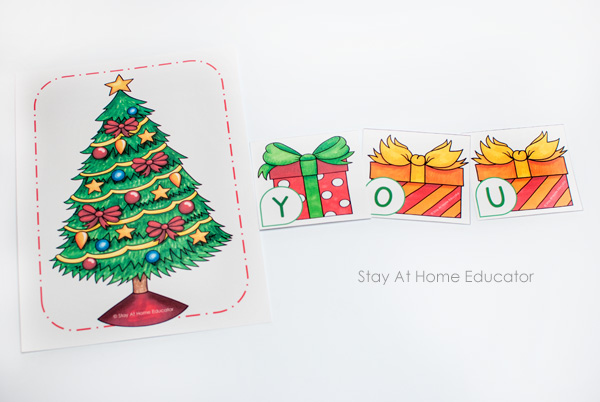 Make sight words with this free Christmas letter printable