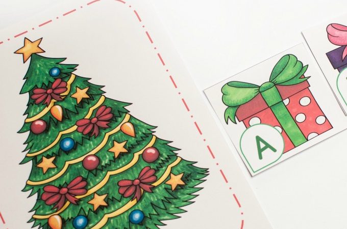 Christmas tree alphabet train for preschool