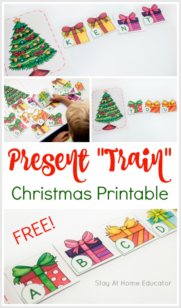 Free Christmas letter printable to make an alphabet train this Christmas