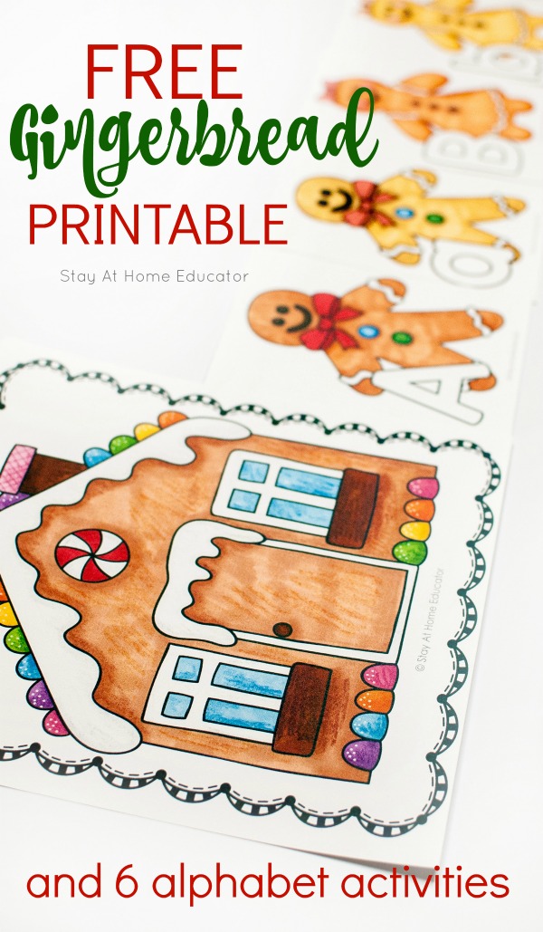 Gingerbread alphabet activities for kids with a free printable