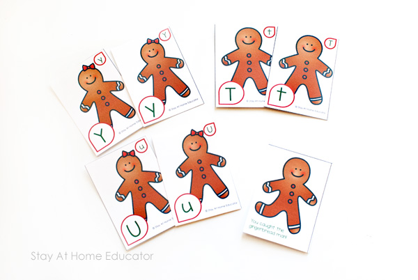 Matching letters for a gingerbread man theme
