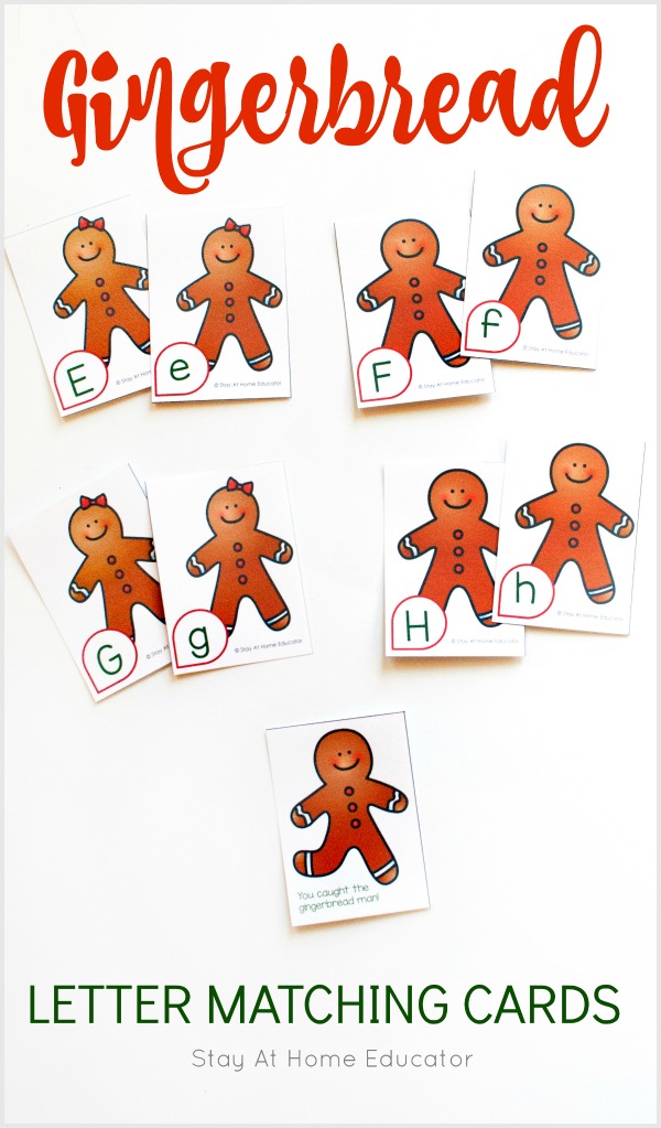 Gingerbread man theme letter matching cards