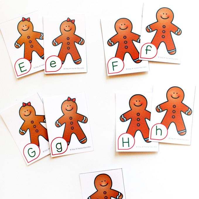 gingerbread man themed letter matching
