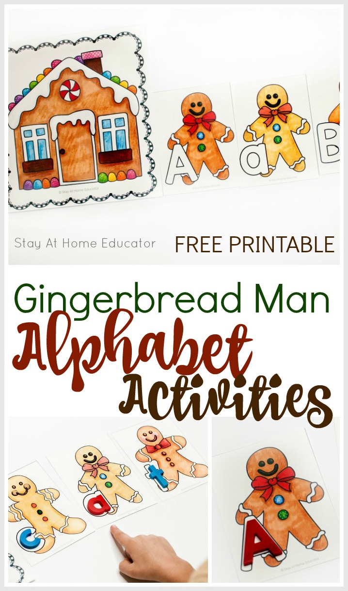 gingerbread alphabet activities | gingerbread preschool activities | literacy activities for preschool and kindergarten | gingerbread letter cards | uppercase and lowercase |
