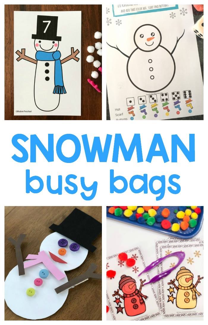 snowman busy bags for preschoolers