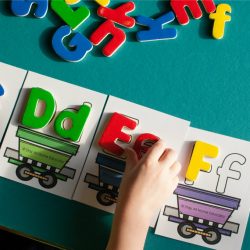 train letter identification game for preschoolers