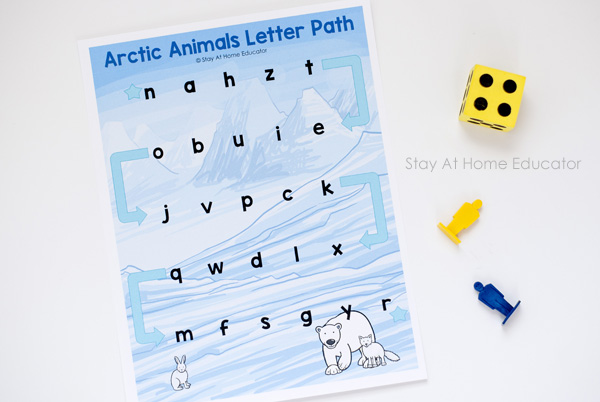 Arctic theme printables - Arctic animals letter path