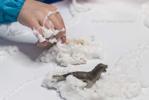 preschool arctic animal activity with foam slime