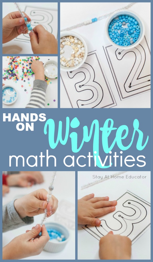 hands on winter math activities with free printable