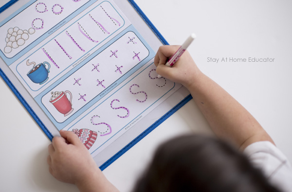 printable winter activities - tracing shapes
