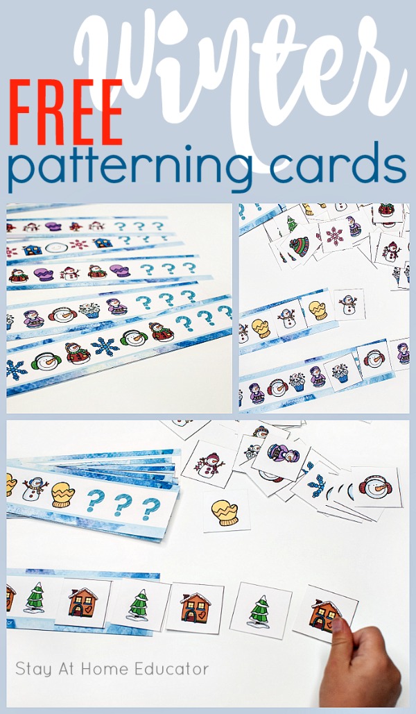 Preschool Math Activities for Winter with Free Patterning Cards