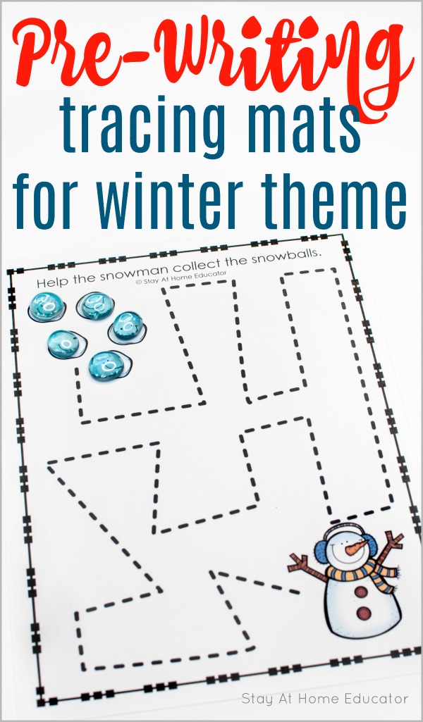pre-writing preschool winter printables tracing mats