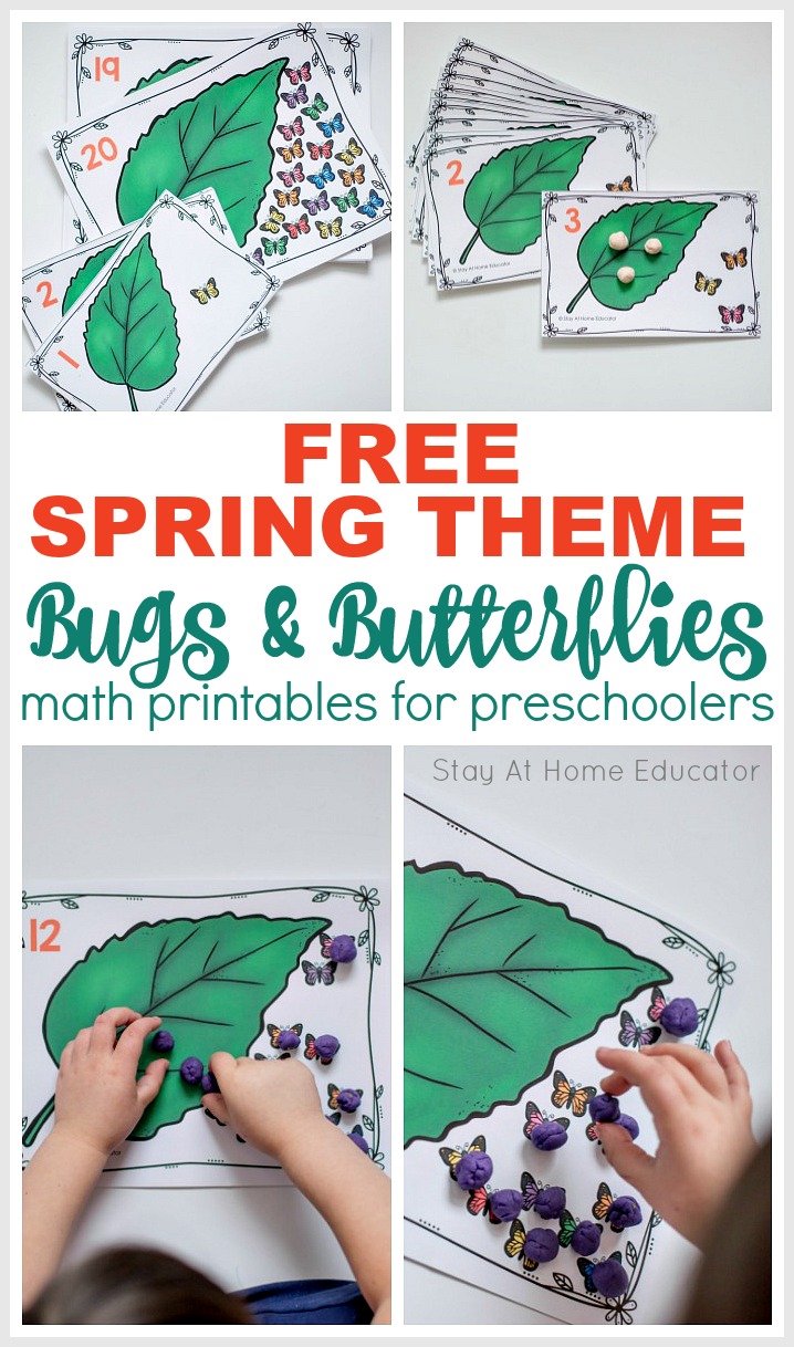 teach preschoolers 1:1 correspondence and teen numbers with these butterfly lifecycle counting cards free printable