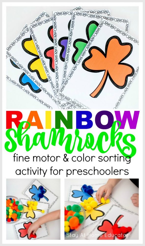 Rainbow Shamrock Color Sorting Printable Activities